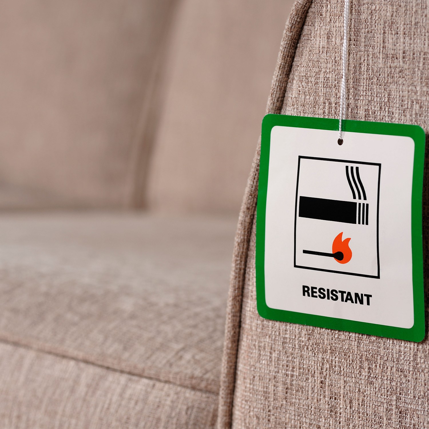 where to find fire label on sofa