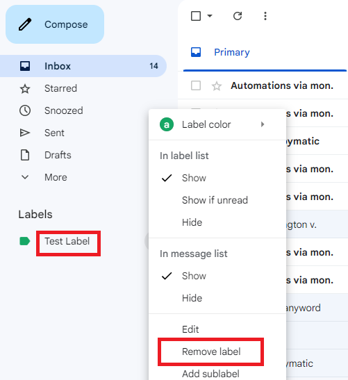 how to delete a label in gmail