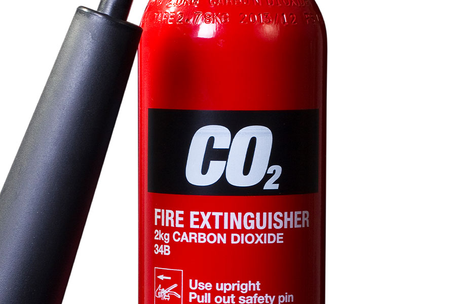 which fire extinguisher is indicated with a black label