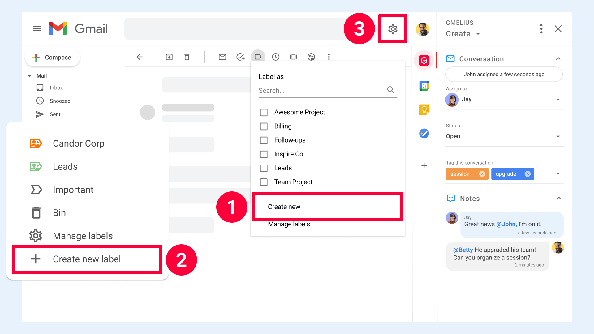 why can't i create a new label in gmail app
